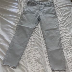 High waisted ankle Distressed skinny jeans